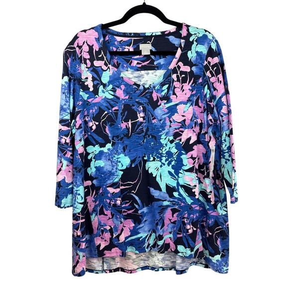 Chico’s Women’s Multicolor Patterned Long Sleeve Shirt Sz 2X – Plus Size Blouse - Picture 2 of 5